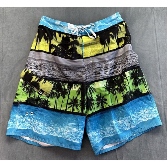 Joe Boxer Hawaiian Swim Board Shorts Trunks Y2K Mens Large Tropical Lined Summer - Picture 1 of 11